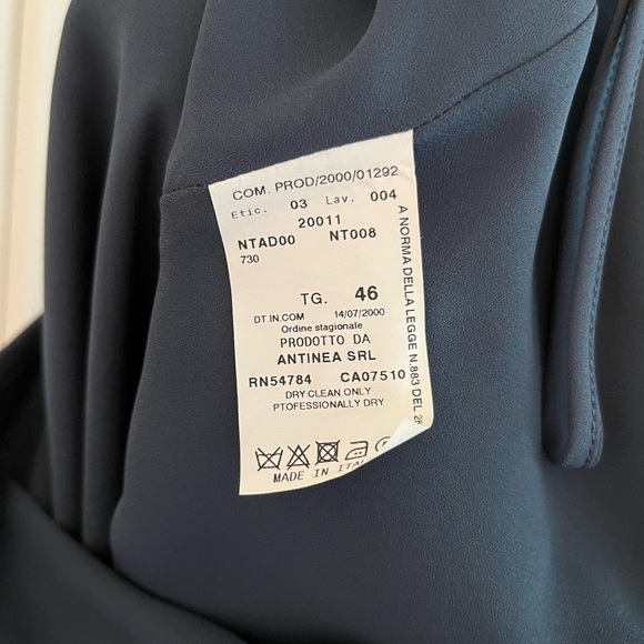 Armani Collezioni Made in Italy Blue Virgin Wool Sleeveless Maxi Dress Size 10 - Picture 7 of 7